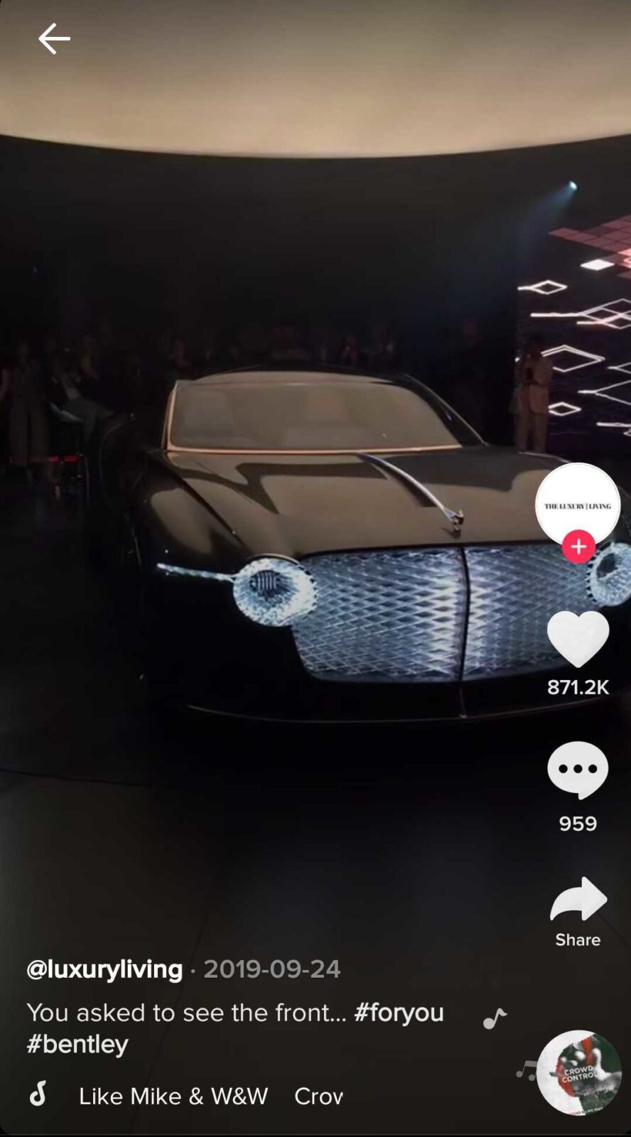 Sociably TikTok video for Bentley luxury car brand